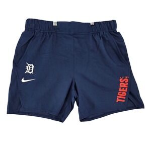 Nike NEW MENS LARGE Detroit Tigers MLB Navy Dri-FIT 7" Shorts Athletic Baseball